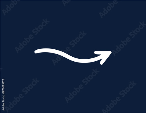A clean white curved arrow symbol pointing towards the right side indicating direction and progress.