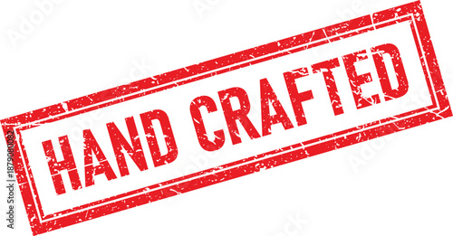 Red Distressed Rubber Stamp Impression of Text Hand Crafted on White