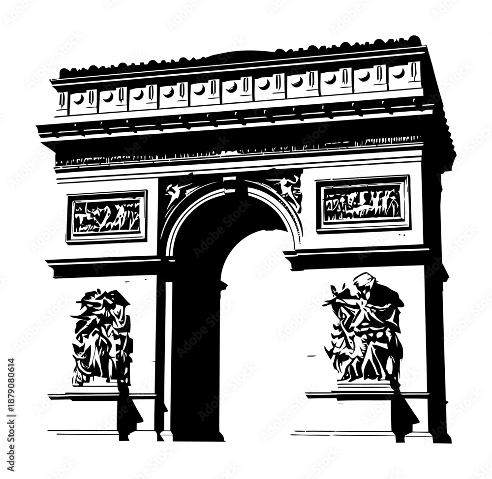 Fototapeta premium Arc de Triomphe Vector - Paris Silhouette, Minimalist Design