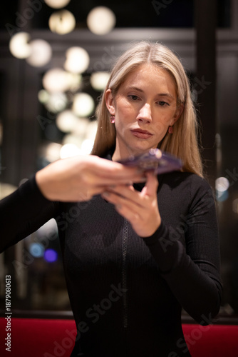 young woman in a restaurant