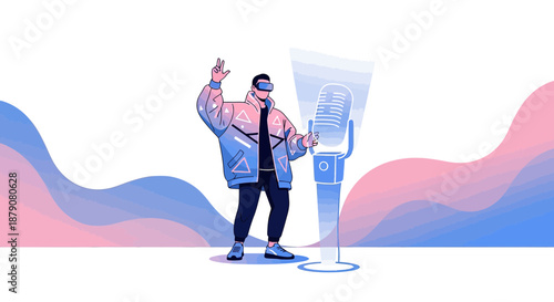 Immersive virtual reality performance with dynamic background visual elements design