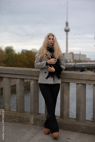young woman sitting on a bench