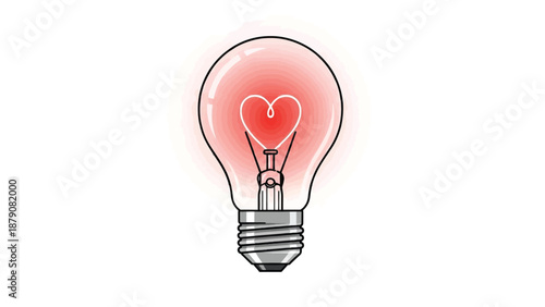 Light Bulb with a Heart Filament and Red Glow love idea