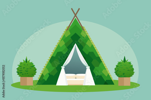 A Luxurious Bohemian Garden Teepee Made Of Woven Natural Materials