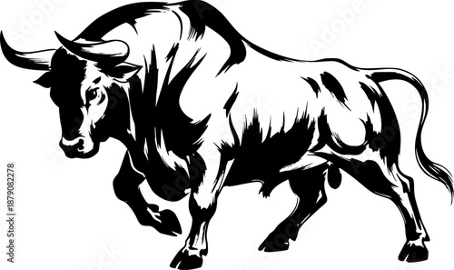 Elegant Taurus Zodiac Sign: Black and White Brush Stroke Art Ill
