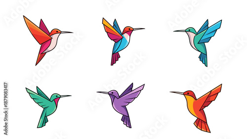 Foto Geometric Hummingbird Vector Illustration with Vibrant Colors