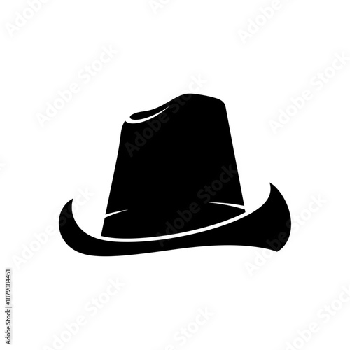Solid black silhouette of a traditional Welsh hat, flat vector icon, simple shape, no details