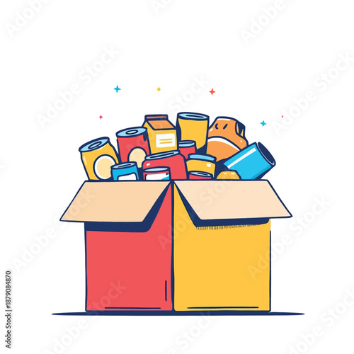 Vsai food donation box collecting canned goods for charity