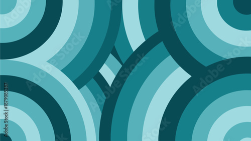 Triumphant Victor Celebrated with Concentric Circles, Plants, and Serene Landscape Illustration