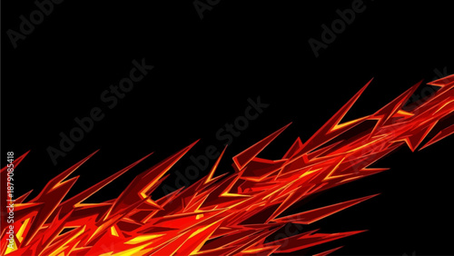 Dynamic flame elements converging with intense energy, victor, in a dramatic digital art illustration