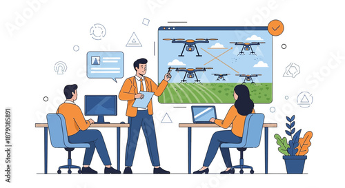 Drones for agriculture, training session on farm management with modern technology solutions