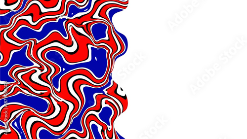 A victorious man's profile featuring abstract red, blue, and white swirls on left side, against a plain white background, illustration art