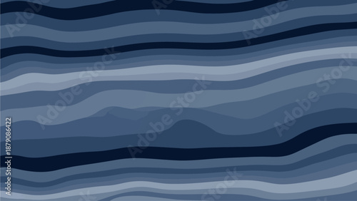 Wavy blue layered landscape illustration viewed from above with waves and hills