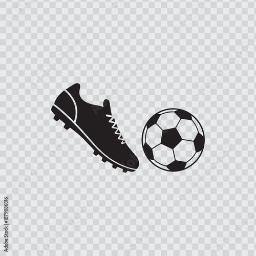 Iconic soccer shoe and ball on a transparent background