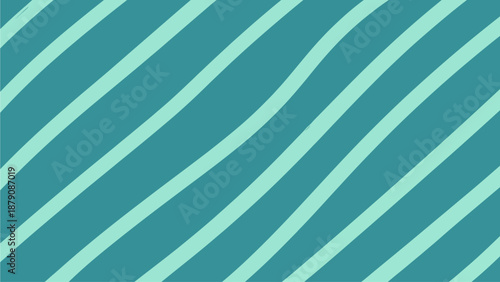 Diagonal teal and mint green stripes pattern viewed from directly above illustration