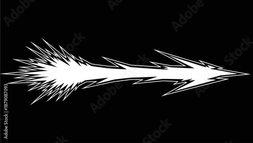 Dynamic arrow illustration with explosive effect, symbolizing speed and direction, vector graphics