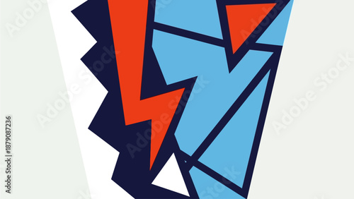 Electricity flashes through abstract geometric shapes in a modern digital illustration