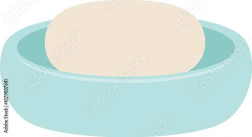 Light blue rounded bowl with a light beige circular nestled inside on a white background container