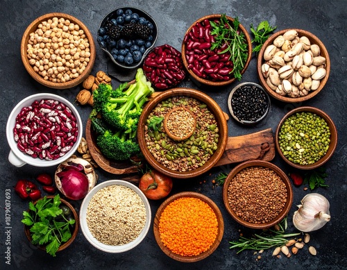 Wallpaper Mural Super food vegetarian Seeds cereals beans vegetables herbs cooking
 Torontodigital.ca