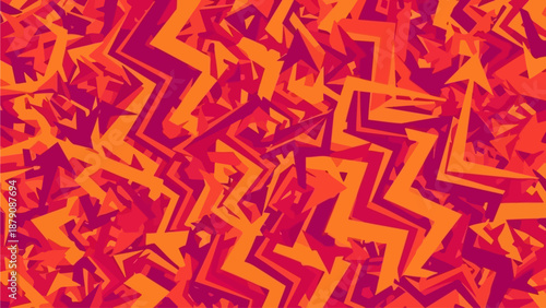 Vibrant abstract illustration featuring zigzag patterns in orange and red hues, showcasing dynamic motion and energy.