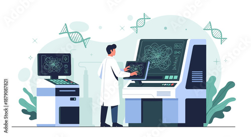 Scientist performing dna analysis with innovative technology in advanced laboratory