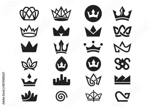 Set of twenty crown vector logos for your designs royalty or business theme
