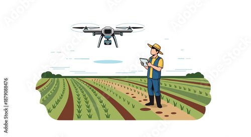 Advancements in agriculture technology: Farmer uses drone to manage crop cultivation