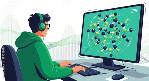 Creative innovator using technology to revolutionize science and complex data visualization concept