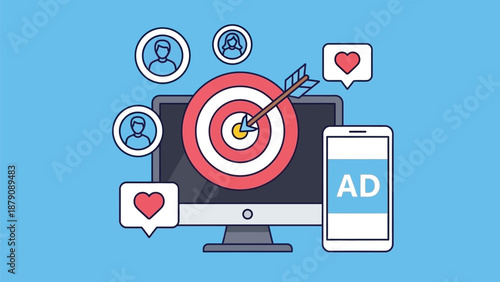Targeted Digital Marketing Concept With Ad Campaigns, Audience Engagement, and Mobile Advertising Strategy for Success