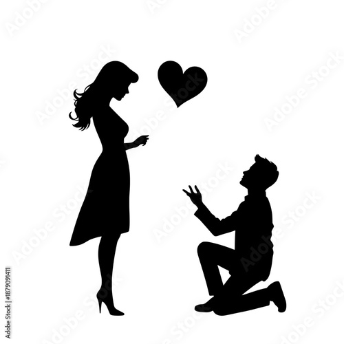 A Symbolic Gesture of Eternal Love Man Proposing Marriage to Woman, Enveloped by a Heartfelt Connection