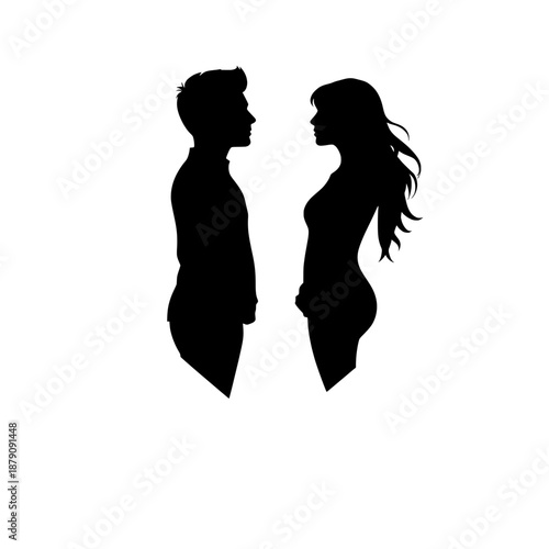 Silhouetted profiles of a man and woman facing each other, symbolizing connection and human relationships