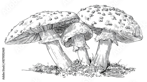 Handdrawn Agaric Clipart Vector Art and Illustration for Professional Usage