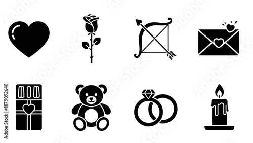 Minimalist Coffee Tea and Moon Phases Icon Set on Black Background Vector Illustration