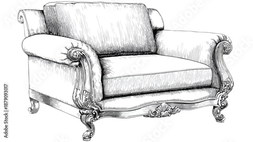 Modern Armchair Clipart Vector Art and Illustration with Outline