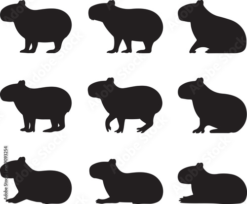 Capybara Icons Collection – Black Animal Silhouettes