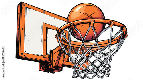 Cartoon Style Basketball Hoop Clipart Vector Illustration for Sports Graphics