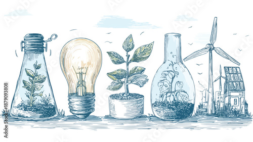 Bio Energy Clipart Vector Art and Illustration: Eco-Friendly Power Concept