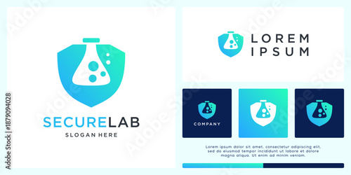 Secure lab logo design template.