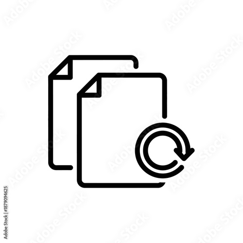 Two Documents With File Content and Circular Arrow Icon for Data Management