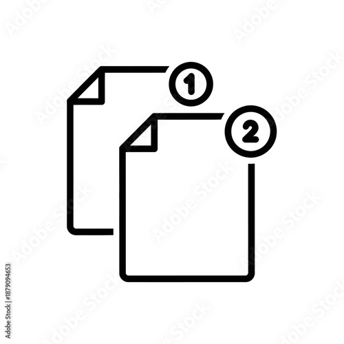 Two Overlapping Documents Icon for Digital Files and Data Management