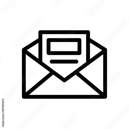 Vector Icon of Mail Envelope with Document for Communication and Messaging