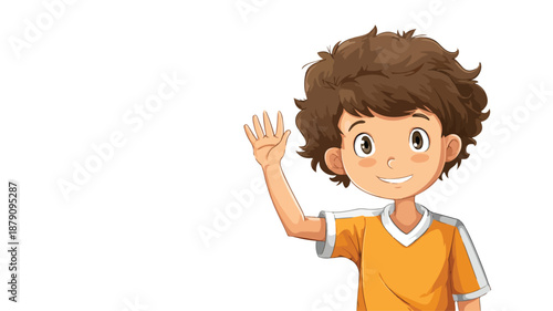 Young Boy Soccer Player Waving Isolated on White Background Vector Illustration