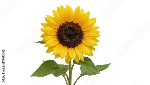 Foto Vibrant yellow sunflower isolated PNG, detailed petals and brown center on trans
