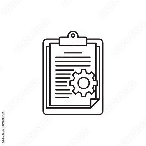 Close-Up of Clipboard with Gear Icon for Technical Documentation