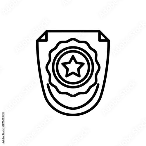 Close-up of a Badge with a Star Emblem, Illustration for Security or Recognition