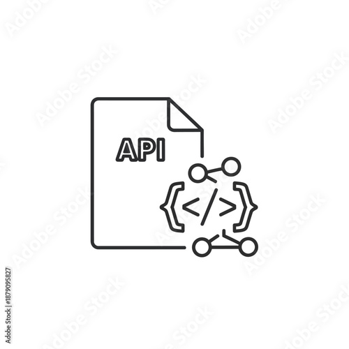 Close-up of a software API code document with coding tools and icons