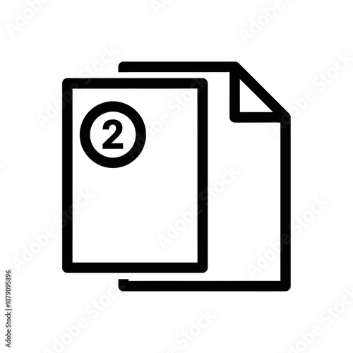 Creative Illustration of a File Document with Number Two Icon for Data Organization