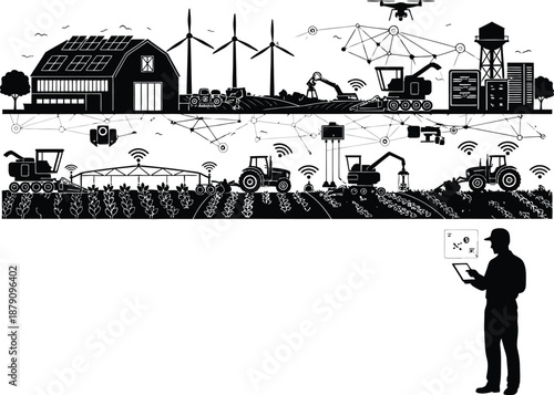 A man observes a contrasted scene of industrial and natural environments