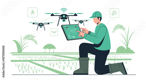 Precision Agriculture: A Farmer Utilizing Drone Technology to Monitor Crop Health and Optimize