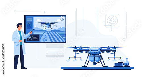 Precision Agriculture Innovator Presenting Drone Technology for Efficient Crop Management in
